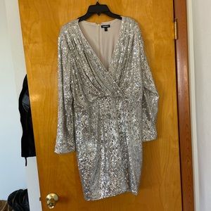 Express sparkly wrap dress